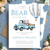Rustic Blue Little Teddy Bear Truck Baby shower Kaart