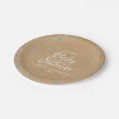 Rustic Blue Love Hearts Baby Jongens Shower / Spri Papieren Bordje (Gekanteld)