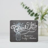 Rustic Blue Mason Jar Chalkboard Wedding Bedankkaart (Staand voorkant)