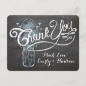 Rustic Blue Mason Jar Chalkboard Wedding Bedankkaart (Voorkant)