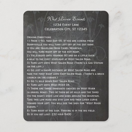 Rustic Blue Mason Jar Chalkboard Wedding Informatiekaartje (Achterkant)