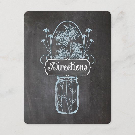 Rustic Blue Mason Jar Chalkboard Wedding Informatiekaartje (Voorkant)