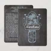 Rustic Blue Mason Jar Chalkboard Wedding Informatiekaartje (Voorkant / Achterkant)