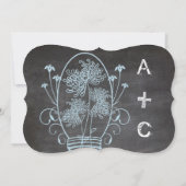 Rustic Blue Mason Jar Chalkboard Wedding Kaart (Achterkant)