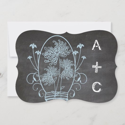 Rustic Blue Mason Jar Chalkboard Wedding Kaart (Achterkant)