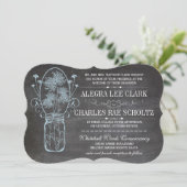Rustic Blue Mason Jar Chalkboard Wedding Kaart (Staand voorkant)