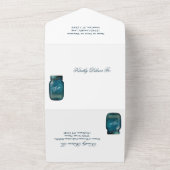 Rustic Blue Mason Jar country Wedding All In One Uitnodiging (Buitenkant)