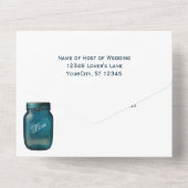 Rustic Blue Mason Jar country Wedding All In One Uitnodiging (Achterkant)