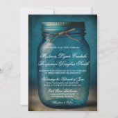 Rustic Blue Mason Jar country Wedding Kaart (Voorkant)