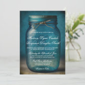 Rustic Blue Mason Jar country Wedding Kaart (Staand voorkant)