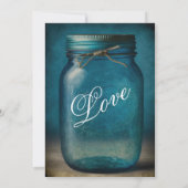 Rustic Blue Mason Jar country Wedding Kaart (Achterkant)