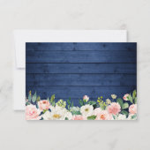 Rustic Blue Mason Jar Lights Blush Floral Wedding RSVP Kaartje (Achterkant)