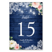 Rustic Blue Mason Jar Lights Lace Floral Wedding Kaart (Voorkant)