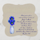 Rustic Blue Mason Jar Rehearsal Dinner Invitation Kaart (Voorkant / Achterkant)