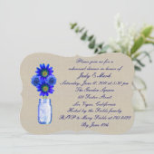 Rustic Blue Mason Jar Rehearsal Dinner Invitation Kaart (Staand voorkant)