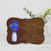 Rustic Blue Mason Jar Rehearsal Dinner Invite Kaart (Staand voorkant)