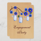 Rustic Blue Mason Jars Engagement Party nodigt uit Kaart (Voorkant / Achterkant)