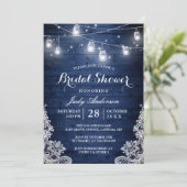 Rustic Blue Mason Jars Lights Vrijgezellenfeest Kaart (Staand voorkant)