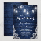 Rustic Blue Mason Jars Lights Vrijgezellenfeest Kaart (Voorkant / Achterkant)