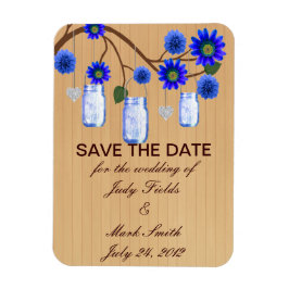 Rustic Blue Mason Jars Save the Date Magnet Magneet
