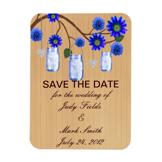 Rustic Blue Mason Jars Save the Date Magnet Magneet (Verticaal)