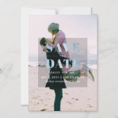 Rustic Blue Modern Minimalist Photo Save the Date Magnetische Uitnodiging (Voorkant)