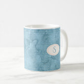 Rustic Blue Monogram Floral Typografie Koffiemok (Voorkant rechts)