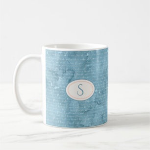 Rustic Blue Monogram Floral Typografie Koffiemok