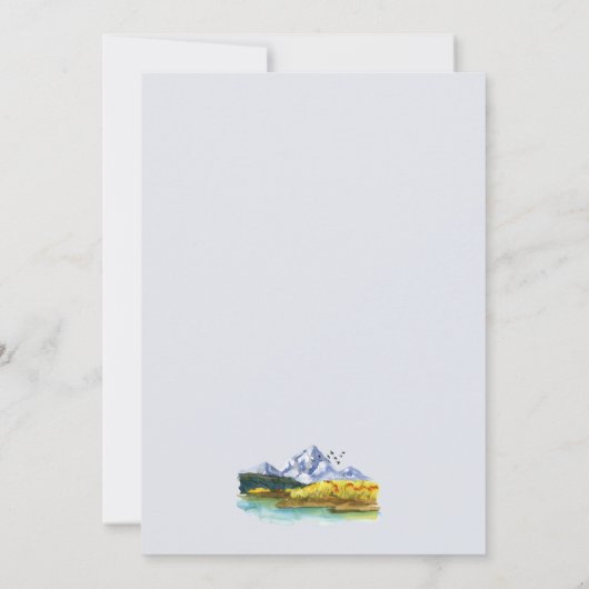 Rustic Blue Mountain Watercolor Wedding Invitation Kaart (Achterkant)