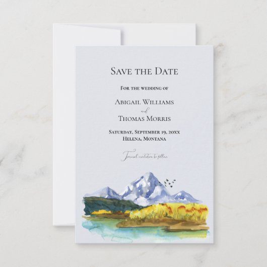 Rustic Blue Mountain Wedding Save The Date Kaart (Voorkant)