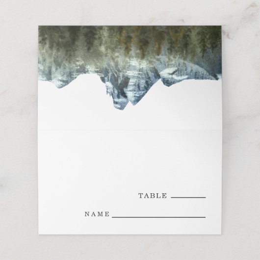 Rustic Blue Mountain Wedding Table Number Plaatskaartje (Buitenkant ongevouwen)