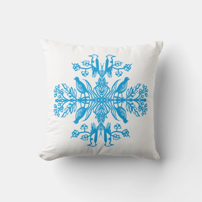 Rustic blue nature Blue Birds Vintage. Kussen (Voorkant)
