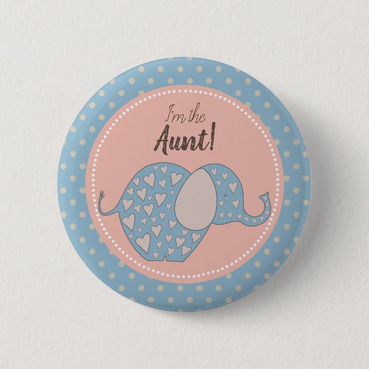 Rustic Blue Neutral Baby shower Ik ben de tante Ronde Button 5,7 Cm (Voorkant)