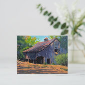 Rustic Blue Oranje Green Missouri Barn Painting Briefkaart (Staand voorkant)