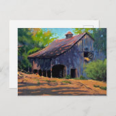 Rustic Blue Oranje Green Missouri Barn Painting Briefkaart (Voorkant / Achterkant)