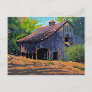 Rustic Blue Oranje Green Missouri Barn Painting Briefkaart