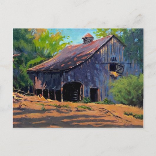 Rustic Blue Oranje Green Missouri Barn Painting Briefkaart (Voorkant)