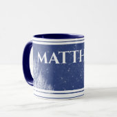 Rustic Blue Personal Name Mok (Voorkant links)