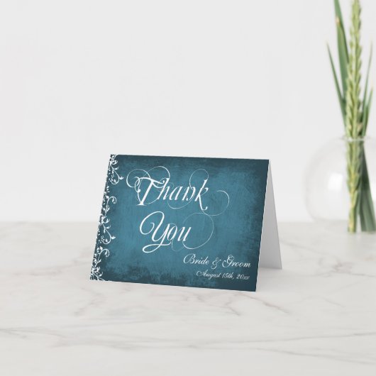 Rustic Blue Personalized Weddenschap Bedankt kaart (Voorkant)