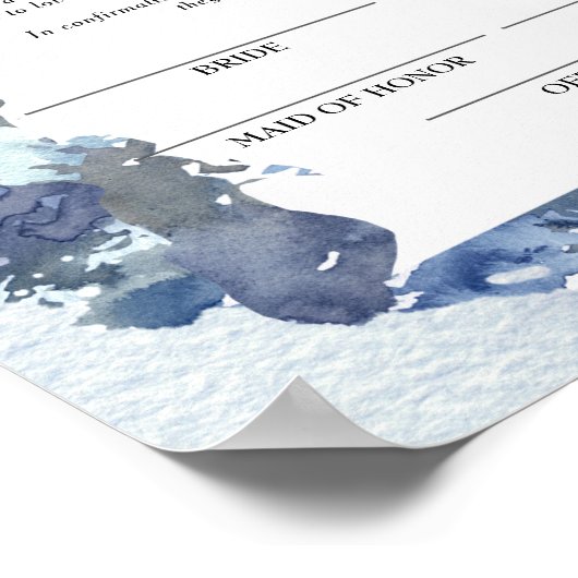 Rustic Blue Pine Certificate of Marriage Keepomwil Poster (Hoek)