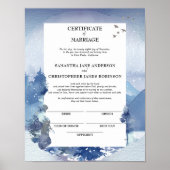 Rustic Blue Pine Certificate of Marriage Keepomwil Poster (Voorkant)