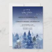 Rustic Blue Pine Misty Forest Wedding Kaart (Voorkant)