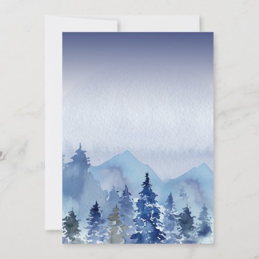 Rustic Blue Pine Misty Forest Wedding Kaart (Achterkant)