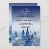 Rustic Blue Pine Misty Forest Wedding Kaart (Voorkant / Achterkant)