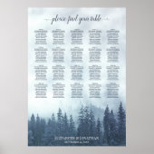 Rustic Blue Pines 20 Table Wedding Seating Chart Poster (Voorkant)