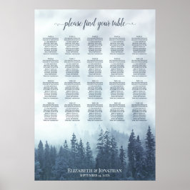 Rustic Blue Pines 20 Table Wedding Seating Chart Poster