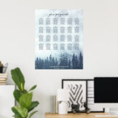Rustic Blue Pines 24 Tafel Trouw Stoelenplattegron Poster (Thuiskantoor)