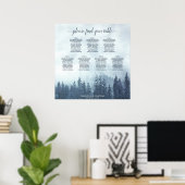 Rustic Blue Pines 7 Table Wedding Seating Chart Poster (Thuiskantoor)