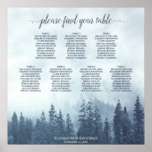 Rustic Blue Pines 7 Table Wedding Seating Chart Poster (Voorkant)