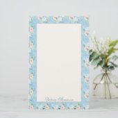 Rustic Blue Pink Floral Shabby Chic Personalized Briefpapier (Staand voorkant)